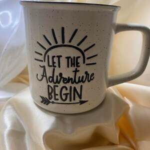 Clay Art Let the Adventure Begin Ceramic Coffee Mug Rustic Farmhouse Camping Cup